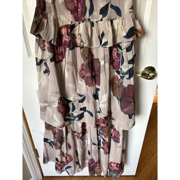 Trina Turk Kahlo Floral Print Silk Layered Maxi Dress Sleeveless XS Taupe Win - Picture 3 of 16